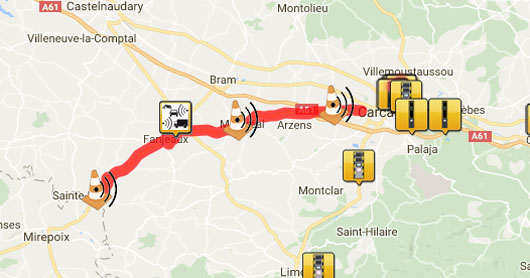 Panneau radar zone leurre entre Carcassonne et Mirepoix 