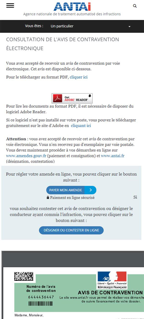 consultation avis contravention electronique