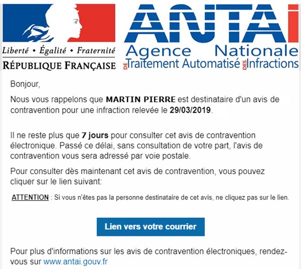 avis de contravention lectronique