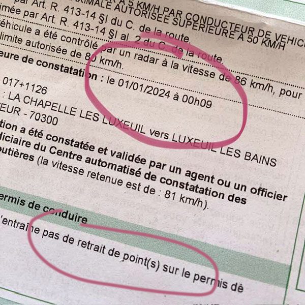 avis contravention sans perte de point 1er janvier