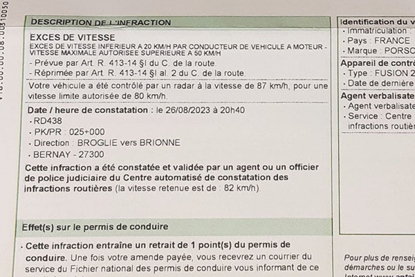 avis de contravention radar tourelle bernay