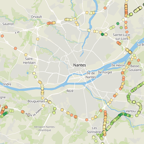 Carte des points de contrles autour de Nantes