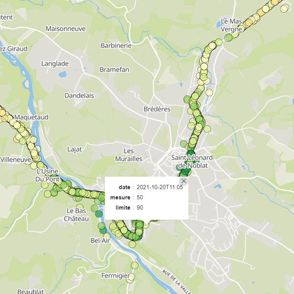 Carte des points de contrles  Saint-Lonard-de-Noblat