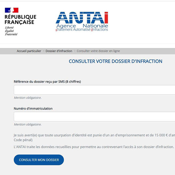 page site frauduleux antai