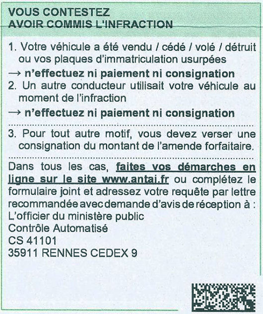 Contestation infraction Avis de contravention radars 2017