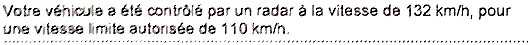 Description infraction vitesse Avis de contravention radars 2017
