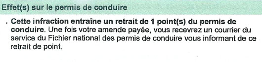 Perte points permis Avis de contravention radars 2017