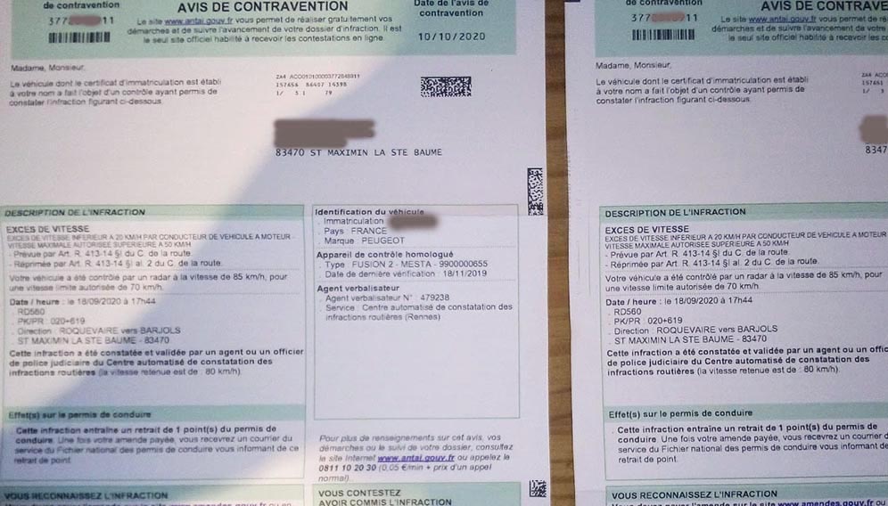 double avis de contravention