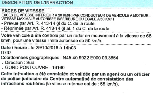 avis contravention zone 70