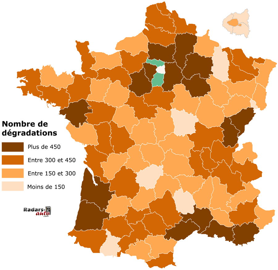 Dgradations de radars entre 2018 et 2022