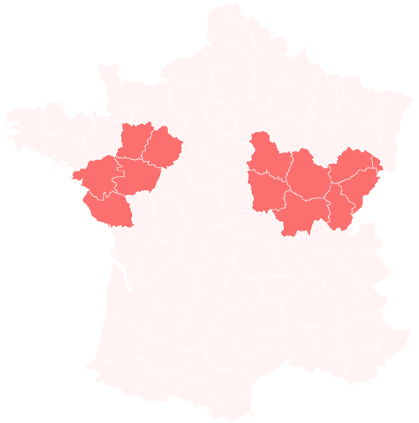 carte des régions gérées par OTI France