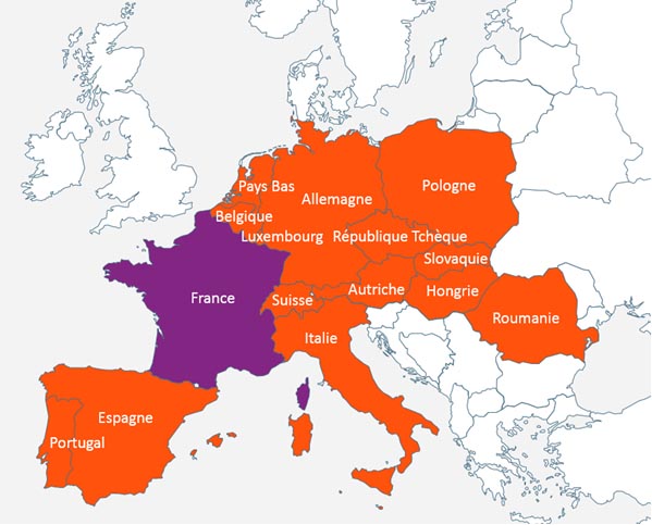 Carte de la verbalisation des pays européens