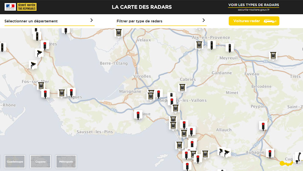 carte officielle radars