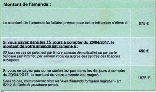 amende non dsignation 675 euros