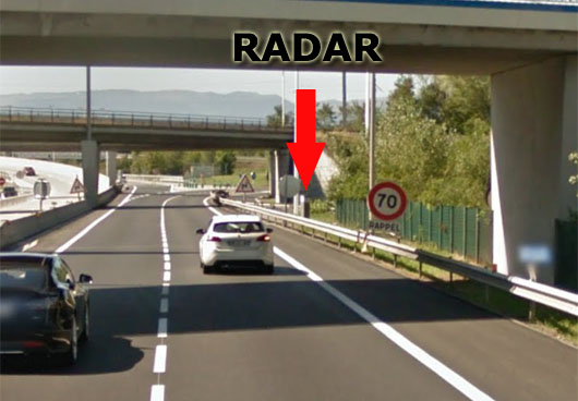 Panneau 70 RAPPEL radar A40 Etrembires