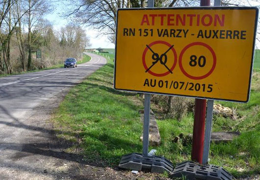 Exprimentation de la limitation de vitesse  80 km/h sur N151