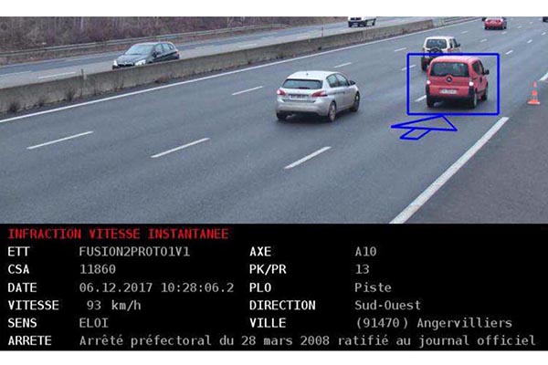 Cliché radar avec identification du véhicule en infraction