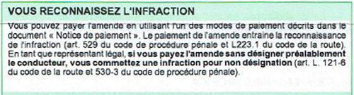 Non dsignation, avis de contravention initial