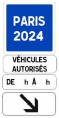 panneau signalant une voie réservée JO 2024