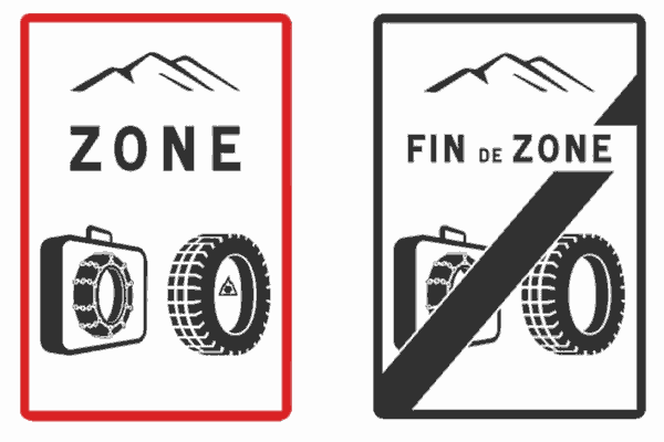 panneaux zone pneus hiver obligatoires