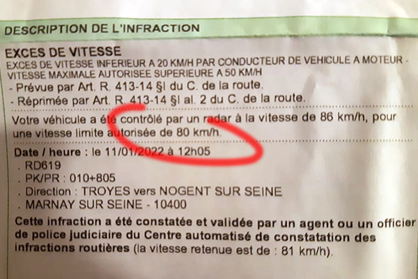 erreur de limitation de vitesse