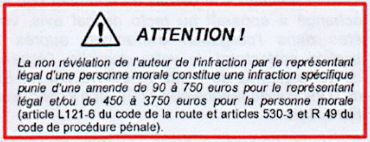 avertissement infraction reprsentant lgal