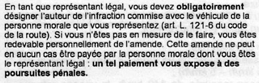 avertissement infraction reprsentant lgal