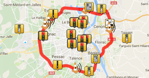 Panneau radar zone leurre Rocade de Bordeaux 