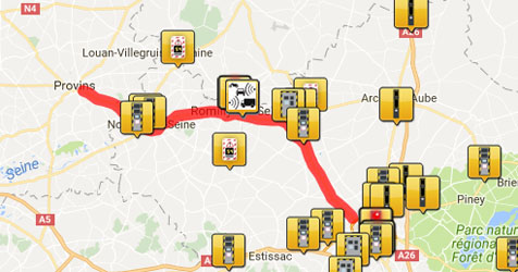 Panneau radar zone leurre entre Provins et Troyes 