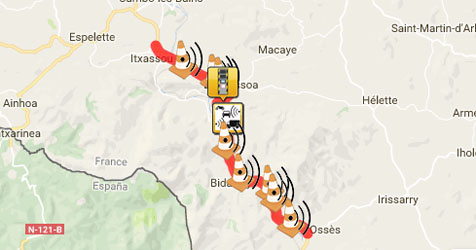 Panneau radar zone leurre entre Itxassou et Osss 