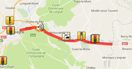 Panneau radar zone leurre entre Compigne et Soissons 